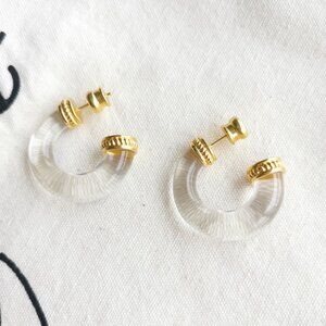 Julie Vos Hoop Earrings - Madison - Clear Gold